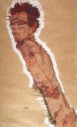Egon Schiele Naked Self-portrait painting
